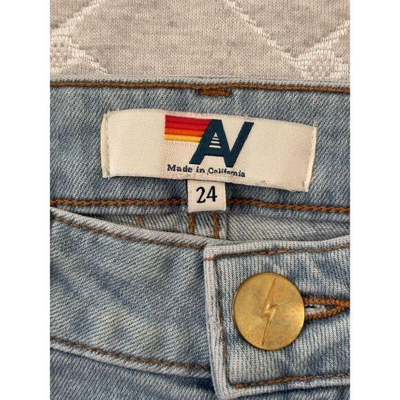 Aviator Nation Jeans Womens 24 Blue High Rise Slim Boot Jean Vintage Distressed - Picture 5 of 10